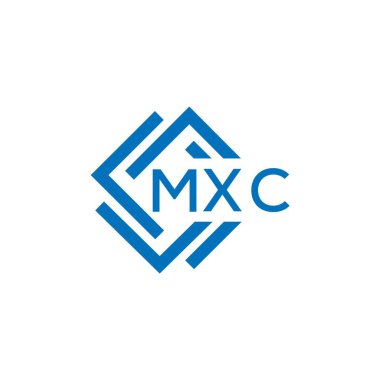 Beyaz arkaplanda MXC harf logosu tasarımı. MXC yaratıcı daire harfi logosu konsepti. MXC harf tasarımı.