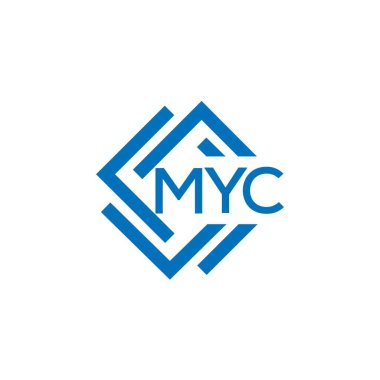 Beyaz arka planda MYC harf logosu tasarımı. MYC yaratıcı daire harfi logosu konsepti. MYC harf tasarımı.