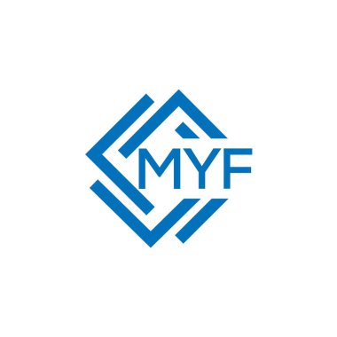 Beyaz arka planda MYF harf logosu tasarımı. MYF yaratıcı daire harfi logosu konsepti. MYF harf tasarımı.