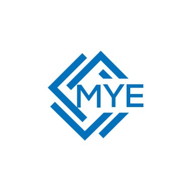 Beyaz arka planda MYE harf logosu tasarımı. MYE yaratıcı daire harfi logosu konsepti. MYE harf tasarımı.
