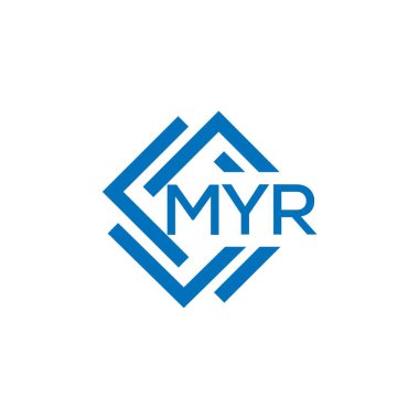 Beyaz arka planda MYR harf logosu tasarımı. MYR yaratıcı daire harfi logosu konsepti. MYR harf tasarımı.