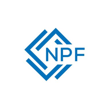 Beyaz arka planda NPF harf logosu tasarımı. NPF yaratıcı daire harfi logosu konsepti. NPF harf tasarımı.
