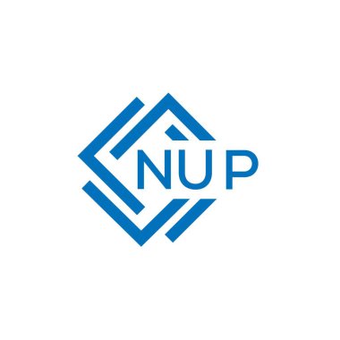Beyaz arkaplanda NUP harf logosu tasarımı. NUP yaratıcı daire harfi logosu. NUP harf tasarımı.