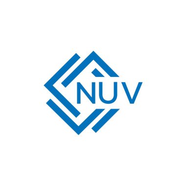 Beyaz arkaplanda NUV harf logosu tasarımı. NUV yaratıcı daire harfi logosu. NUV harf tasarımı.