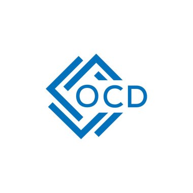 Beyaz arka planda obsesif kompulsif bozukluk. OCD yaratıcı daire harfi logosu konsepti. OCD harf tasarımı.
