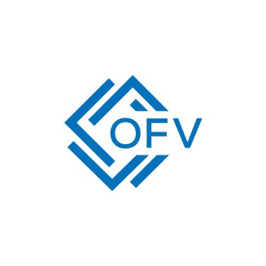 Beyaz arka planda OFV harf logosu tasarımı. OFV yaratıcı daire harfi logosu konsepti. OFV harf tasarımı.