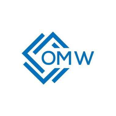 Beyaz arka planda OMW harf logosu tasarımı. OMW yaratıcı daire harfi logosu konsepti. OMW harf tasarımı.