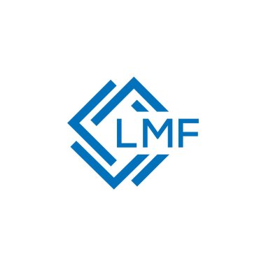 Beyaz arkaplanda LMF harf logosu tasarımı. LMF yaratıcı daire harfi logosu konsepti. LMF harf tasarımı.