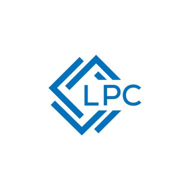 Beyaz arkaplanda LPC harf logosu tasarımı. LPC yaratıcı daire harfi logosu konsepti. LPC harf tasarımı.