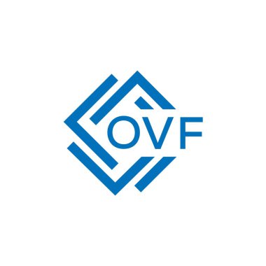 Beyaz arka planda OVF harf logosu tasarımı. Yaratıcı yuvarlak harf logosu konsepti. OVF harf tasarımı.