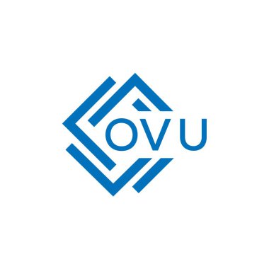 Beyaz arka planda OVU harf logosu tasarımı. OVU yaratıcı daire harfi logosu. OVU harf tasarımı.
