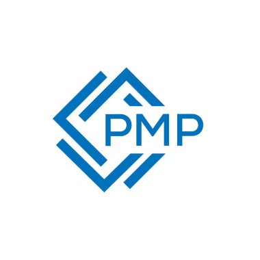 Beyaz arka planda PMP harfi logo tasarımı. PMP yaratıcı daire harfi logosu konsepti. PMP harf tasarımı.