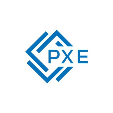 Beyaz arkaplanda PXE harf logosu tasarımı. PXE yaratıcı daire harfi logosu konsepti. PXE harf tasarımı.