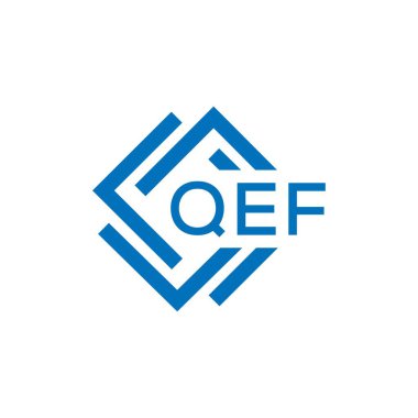 Beyaz arkaplanda QEF harf logosu tasarımı. QEF yaratıcı daire harfi logosu konsepti. QEF harf tasarımı.
