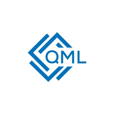 Beyaz arkaplanda QML harf logosu tasarımı. QML yaratıcı daire harfi logosu konsepti. QML harf tasarımı.