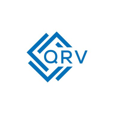 Beyaz arkaplanda QRV harf logosu tasarımı. QRV yaratıcı daire harfi logosu. QRV harf tasarımı.