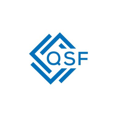Beyaz arkaplanda QSF harf logosu tasarımı. QSF yaratıcı daire harfi logosu konsepti. QSF harf tasarımı.