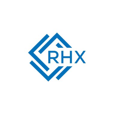 Beyaz arka planda RHX harfli logo tasarımı. RHX yaratıcı daire harfi logosu konsepti. RHX harf tasarımı.