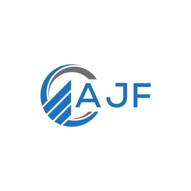 Beyaz arka planda AJF Düz Muhasebe logosu tasarımı. AJF 'nin yaratıcı harflerinin baş harfleri, grafiksel logo konsepti. AJF işletme finans logosu tasarımı.