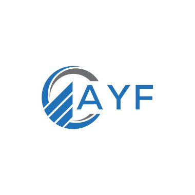 Beyaz arka planda AYF Düz Muhasebe logosu tasarımı. AYF 'nin yaratıcı harflerinin baş harfleri Grafik Harfi Logosu. AYF işletme finans logosu tasarımı.
