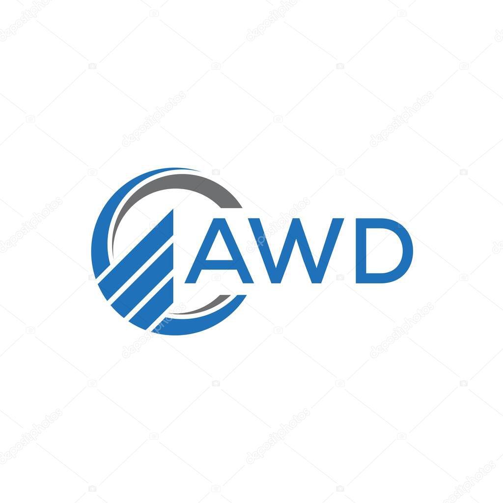 AWD Flat accounting logo design on white background. AWD creative initials Growth graph letter logo concept. AWD business finance logo design.