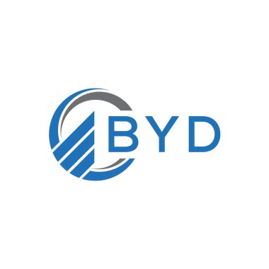 Beyaz arka planda BYD Düz Muhasebe logosu tasarımı. BYD yaratıcı harflerin baş harfleri grafik harfi logosu konsepti. BYD işletme finans logosu tasarımı.