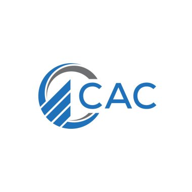 Beyaz arka planda CAC Düz Muhasebe logosu tasarımı. CAC yaratıcı baş harfleri Growth grafik harf logosu kavramı. CAC işletme finans logosu tasarımı.