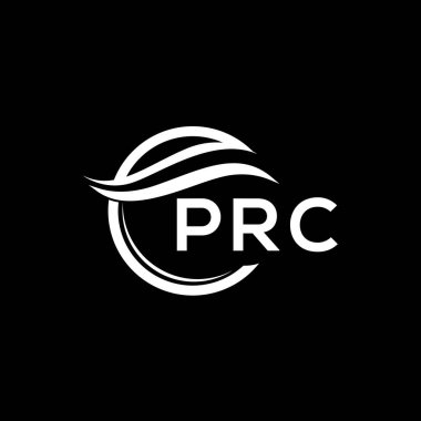 Siyah arka planda PRC harf logosu tasarımı. PRC yaratıcı daire logosu. PRC harflerin baş harfleri logo konsepti. PRC harf tasarımı.