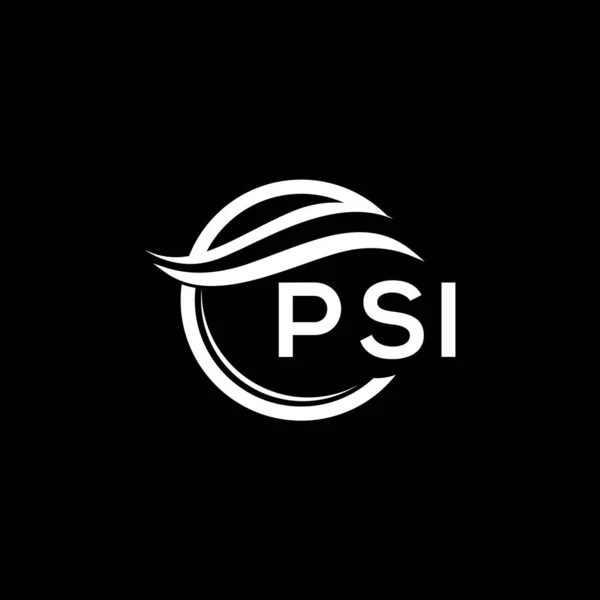 Psi Letter Logo Design Black Background Psi Creative Circle Logo — 스톡 벡터