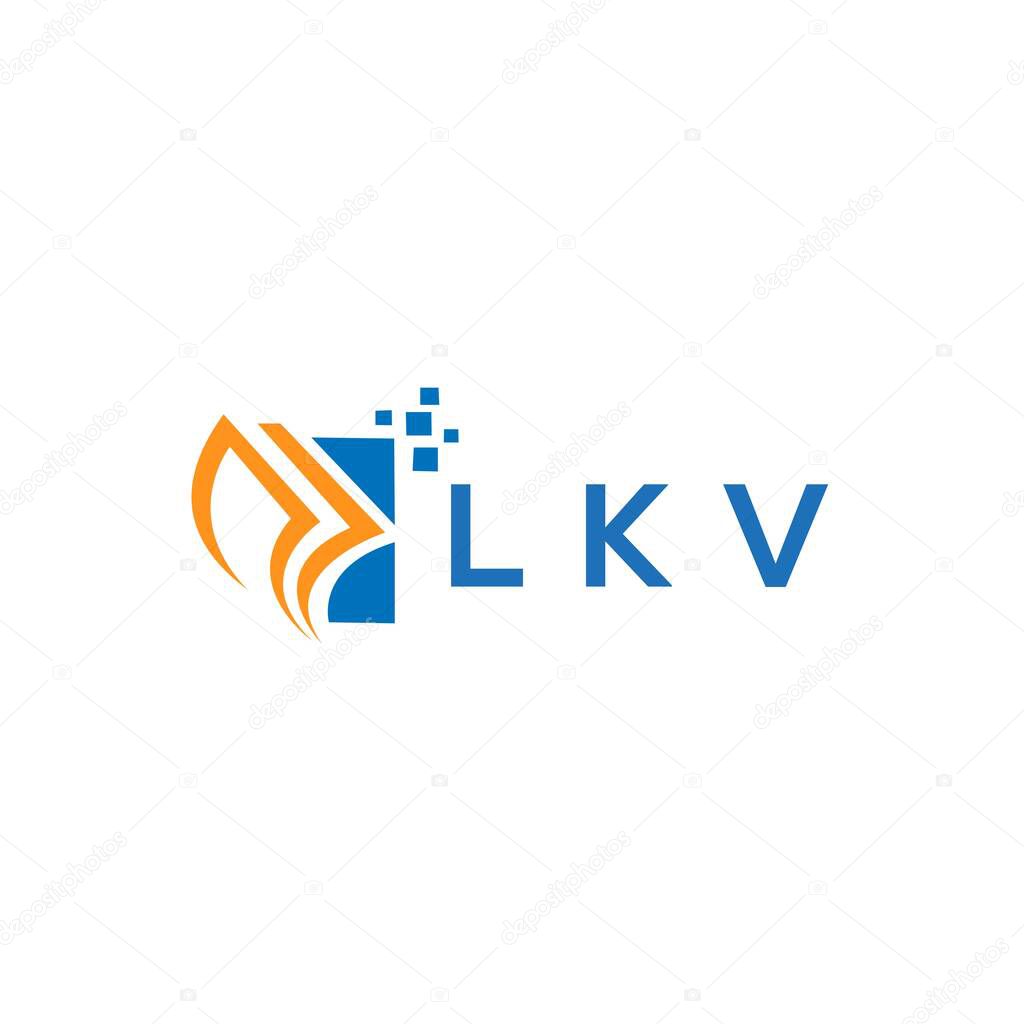 LKV credit repair accounting logo design on WHITE background. LKV creative initials Growth graph letter logo concept. LKV business finance logo design.