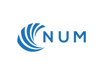 Beyaz arka planda NUM harf logosu tasarımı. NUM yaratıcı daire harfi logosu konsepti. NUM harf tasarımı.