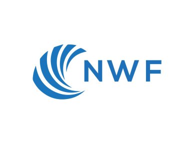 Beyaz arka planda NWF harf logosu tasarımı. NWF yaratıcı daire harfi logosu konsepti. NWF harf tasarımı.