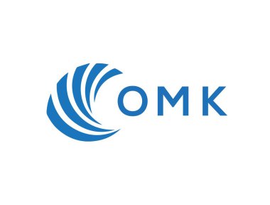 Beyaz arka planda OMK harf logosu tasarımı. OMK yaratıcı daire harfi logosu konsepti. OMK harf tasarımı.