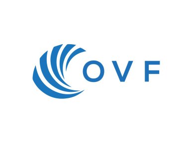Beyaz arka planda OVF harf logosu tasarımı. Yaratıcı yuvarlak harf logosu konsepti. OVF harf tasarımı.