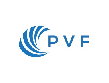 Beyaz arka planda PVF harf logosu tasarımı. PVF yaratıcı daire harfi logosu konsepti. PVF harf tasarımı.
