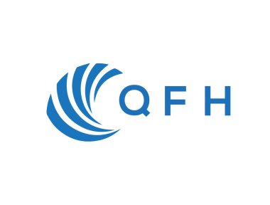 Beyaz arkaplanda QFH harf logosu tasarımı. QFH yaratıcı daire harfi logosu konsepti. QFH harf tasarımı.