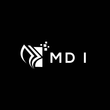 MDI credit repair accounting logo design on BLACK background. MDI creative initials Growth graph letter logo concept. MDI business finance logo design.