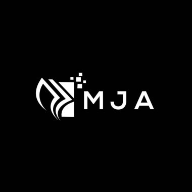 MJA credit repair accounting logo design on BLACK background. MJA creative initials Growth graph letter logo concept. MJA business finance logo design.