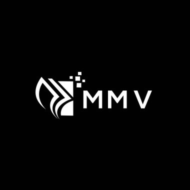 MMV credit repair accounting logo design on BLACK background. MMV creative initials Growth graph letter logo concept. MMV business finance logo design.