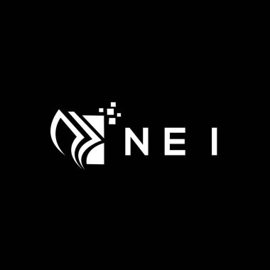 NEI credit repair accounting logo design on BLACK background. NEI creative initials Growth graph letter logo concept. NEI business finance logo design.