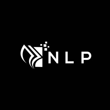NLP credit repair accounting logo design on BLACK background. NLP creative initials Growth graph letter logo concept. NLP business finance logo design.
