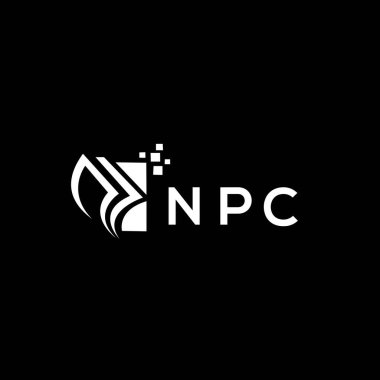 NPC credit repair accounting logo design on BLACK background. NPC creative initials Growth graph letter logo concept. NPC business finance logo design.