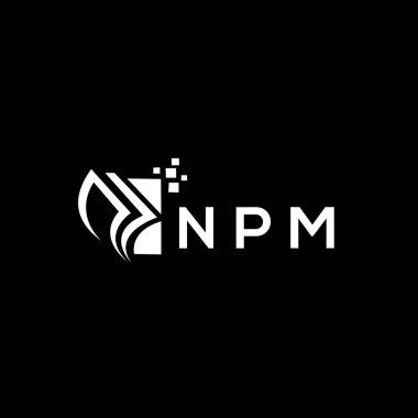 NPM credit repair accounting logo design on BLACK background. NPM creative initials Growth graph letter logo concept. NPM business finance logo design.