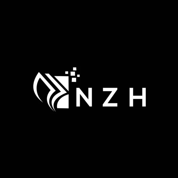 Nzh Credit Repair Accounting Logo Design Black Background Nzh Creative — ストックベクタ