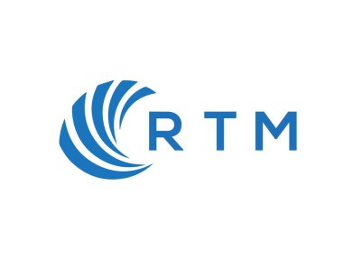 Beyaz arkaplanda RTM harf logosu tasarımı. RTM yaratıcı daire harfi logosu konsepti. RTM harf tasarımı.