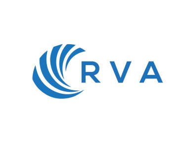 Beyaz arka planda RVA harf logosu tasarımı. RVA yaratıcı daire harfi logosu. RVA harf tasarımı.