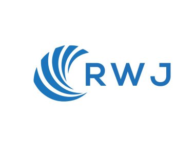 Beyaz arka planda RWJ harf logosu tasarımı. RWJ yaratıcı daire harfi logosu konsepti. RWJ harf tasarımı.