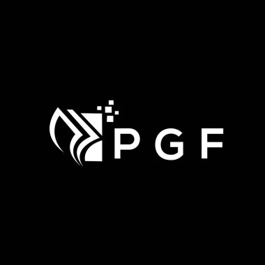 PGF credit repair accounting logo design on BLACK background. PGF creative initials Growth graph letter logo concept. PGF business finance logo design.