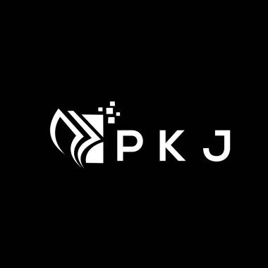 PKJ credit repair accounting logo design on BLACK background. PKJ creative initials Growth graph letter logo concept. PKJ business finance logo design.