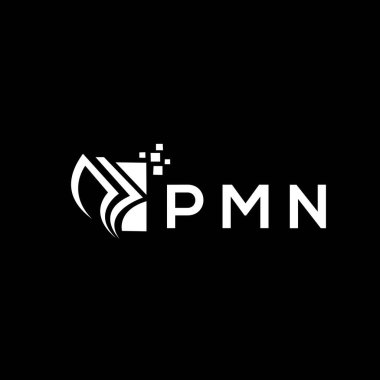 PMN credit repair accounting logo design on BLACK background. PMN creative initials Growth graph letter logo concept. PMN business finance logo design.